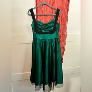 Stop Staring Green Ruched Cocktail Dress- Satin and Tulle